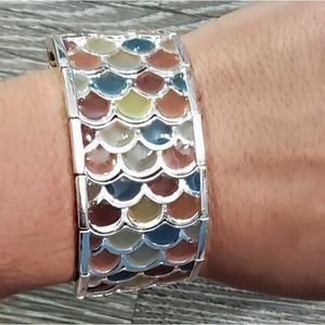 Silver mermaid scale bangle bracelet